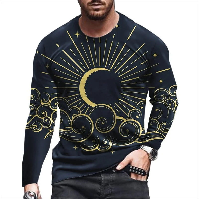 Science Fiction Wind Pattern T Shirt For Men Galaxy 3D Printed Tees Summer Casual Long Sleeves Unisex T-Shirts Round Neck Tops