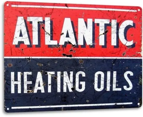 Atlantic Heating Oil Gas Garage Retro Vintage Rustic Decor Large Metal Tin Sign