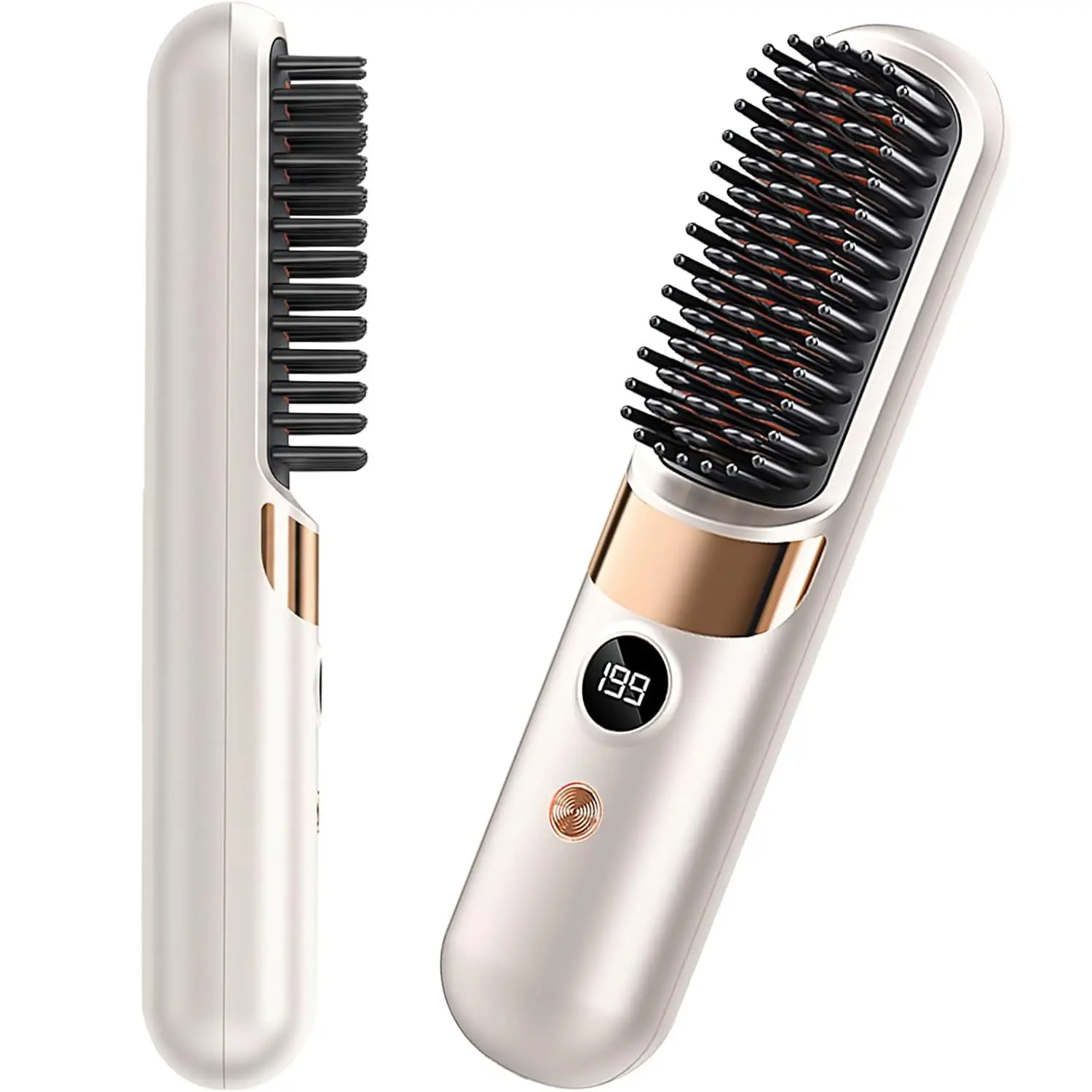 

Cordless Hair Straightener Brush - Portable Rechargeable Ceramic Styling Brush with 4 Adjustable Heat Modes & LED Display