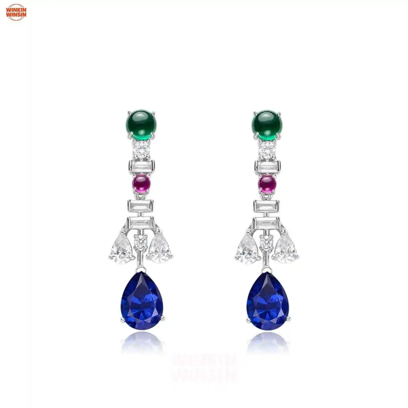 

Winkin Winsin Royal Blue Teardrop Shaped Artdeco Geometric Exquisite Earrings For Girls