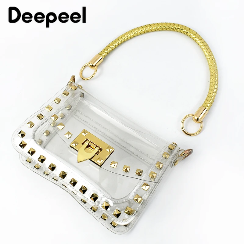 2Pcs Deepeel 25/40/50cm Handbag PU Leather Woven Handles Purse Wallet Braided Rope Straps DIY Luggage Replacement Accessories