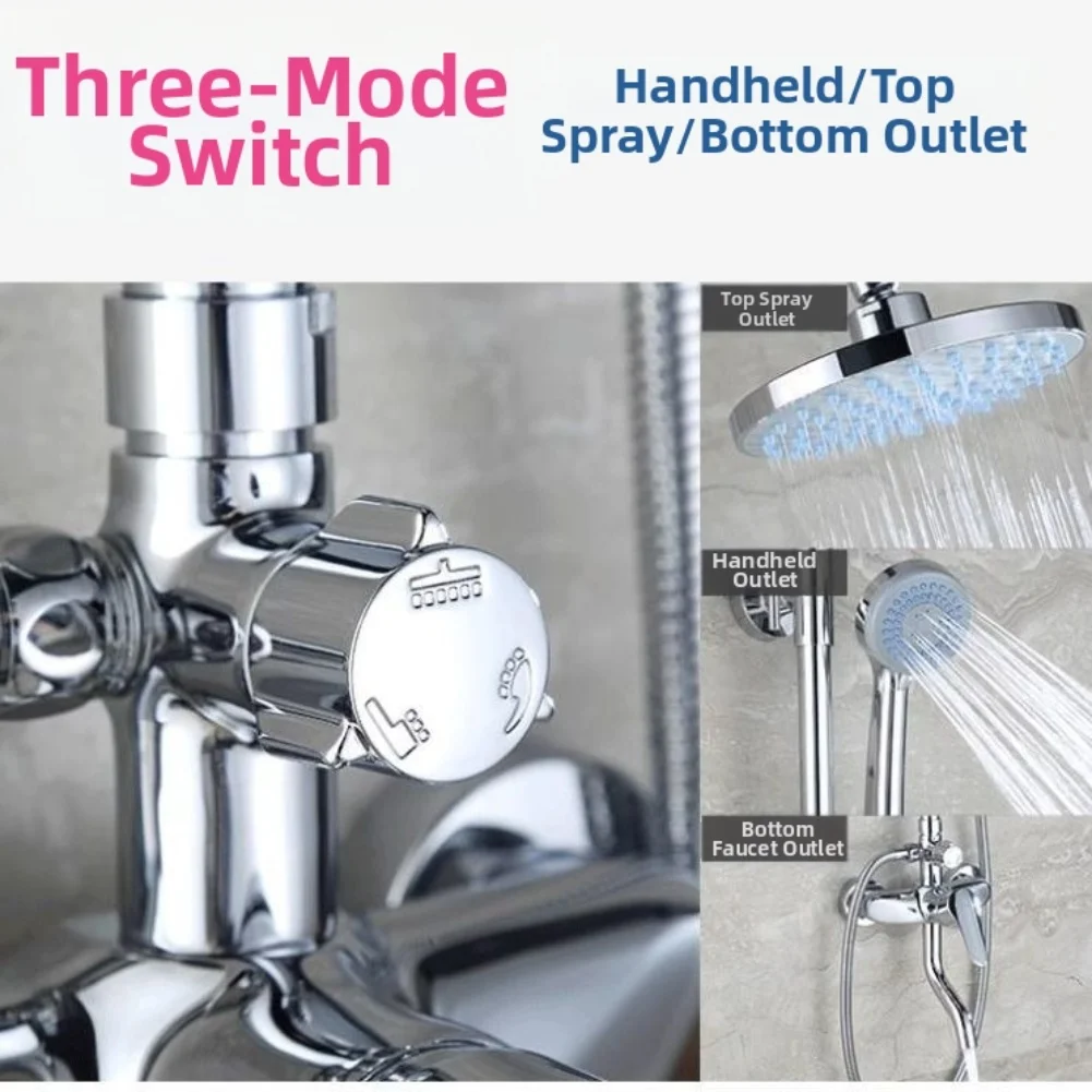 2x Uchwyt prysznicowy ze stopu cynku z regulacją przepływu wody na trzy poziomy do zaworu mieszającego w łazience