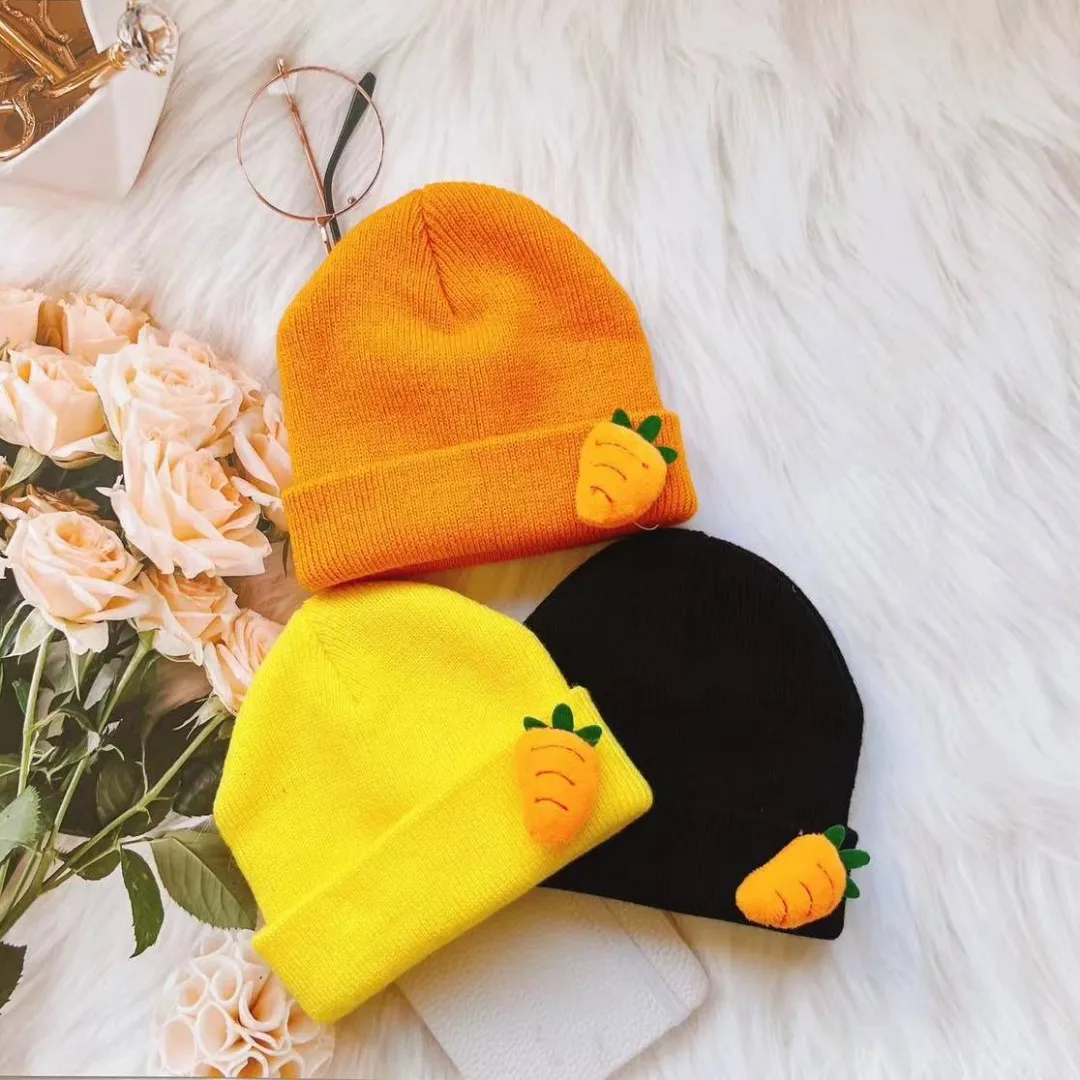 Korea Spring Autumn Kids boys Hat Candy Color Baby Boys Knit Hat Baby Girls Carrot Head Kids Knitted Hat