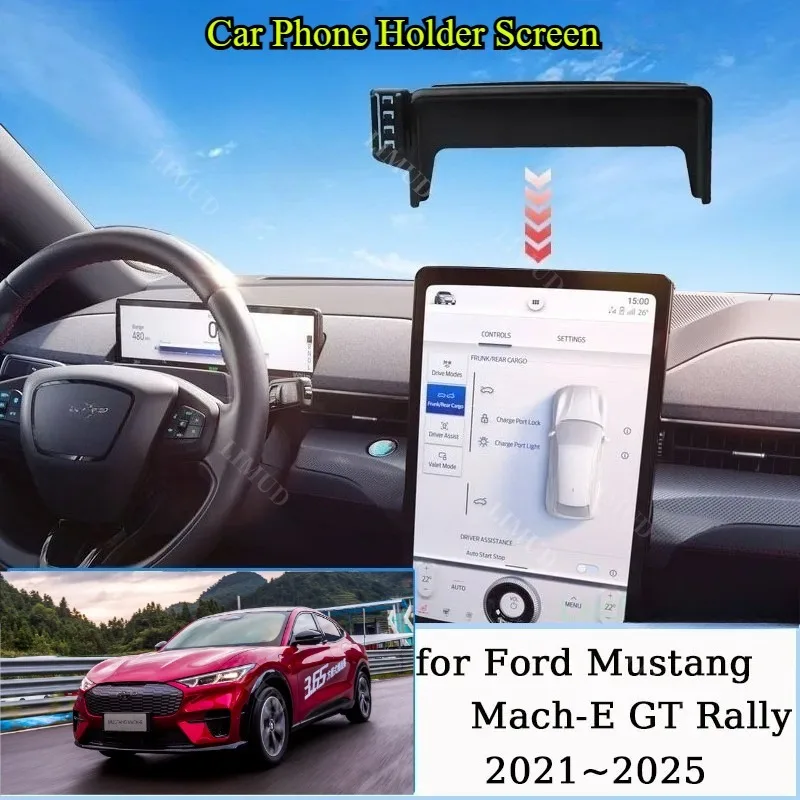 LIMUD Autohalterung mit fester Basis für Ford Mustang Mach-E Mach E GT 2021–2025, kabelloses Laden, Telefonständer, Autozubehör