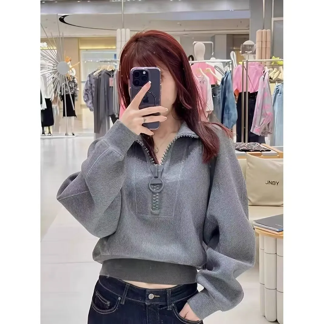 Woman Zipper Hoodie 2025 New Spring Autumn Women Long Sleeve T-shirt Fashion Female Korean Style Pullovers Loose Short Hoodie