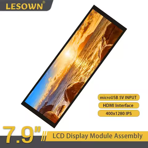 LESOWN 7.9 inch HDMI LCD 500 High Brightness 7.9" 400x1280 IPS Screen Sub Display Module for Aida64 Raspberry Pi PC Case CPU GPU