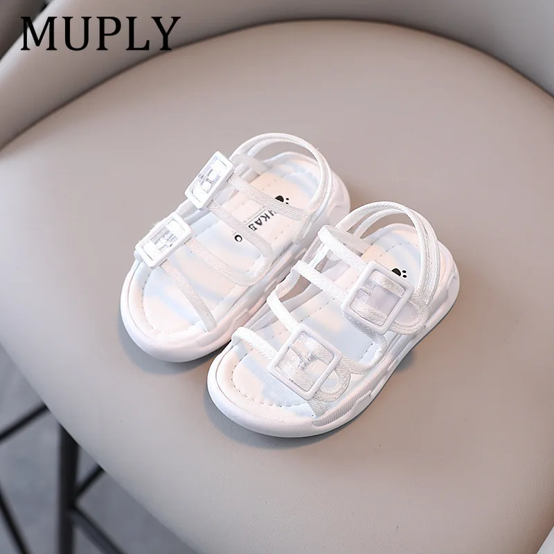Fashion Solid Korean Kid Sandals Summer New Versatile Anti Slip Soft Bottom Girl Boy Beach Sandal Kindergarten Anti Kick Sandals
