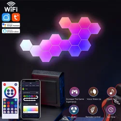 WIFI LED Hexagon Lights RGBIC Music Sync Indoor Smart Wall Lamp DIY Modular Panel Night Light APP Remote Computer Game Decor