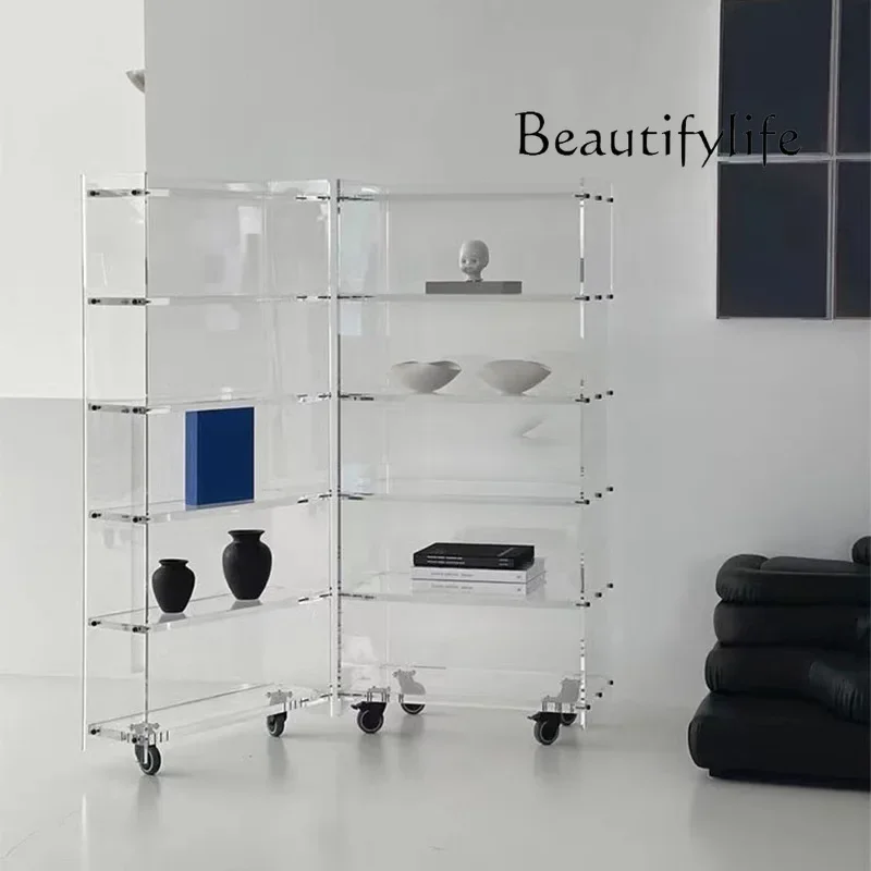 

Simple acrylic bookcase with door, living room corner storage cabinet, bedroom fashionable multi-layer locker