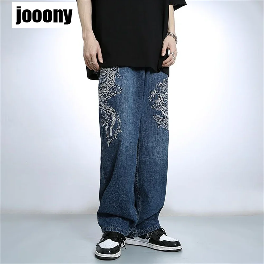 Man Loose Baggy Jeans Hiphop Skateboard Denim Pants Street Dance Hip Hop Rap Male Black Trouses Chinese Size