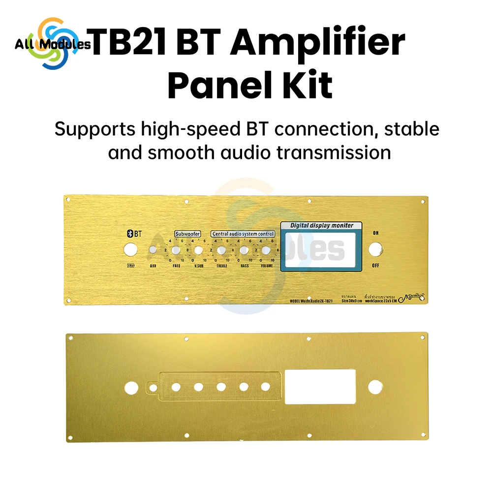 

TB21 Amplifier Panel Kit With Bluetooth Volume Control Digital Display Aluminum Alloy Front Panel DIY Audio Amplifier Module