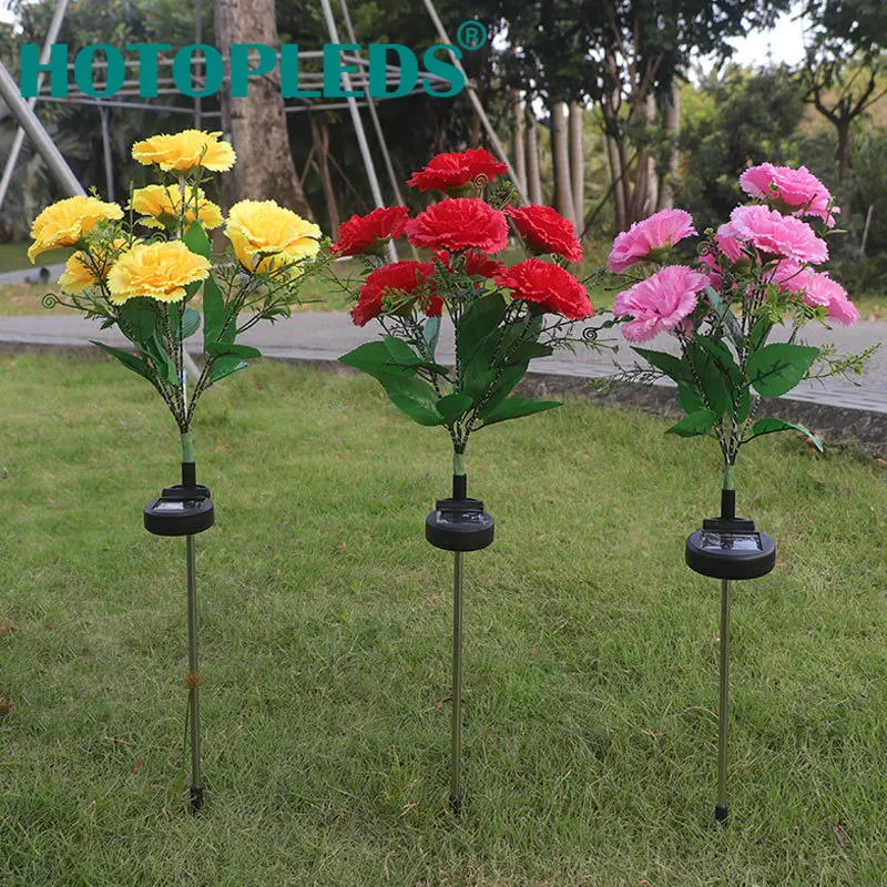 

2pack New led solar silk cloth 7-head carnation floor lamp outdoor courtyard villa decorative lawn garden lamp