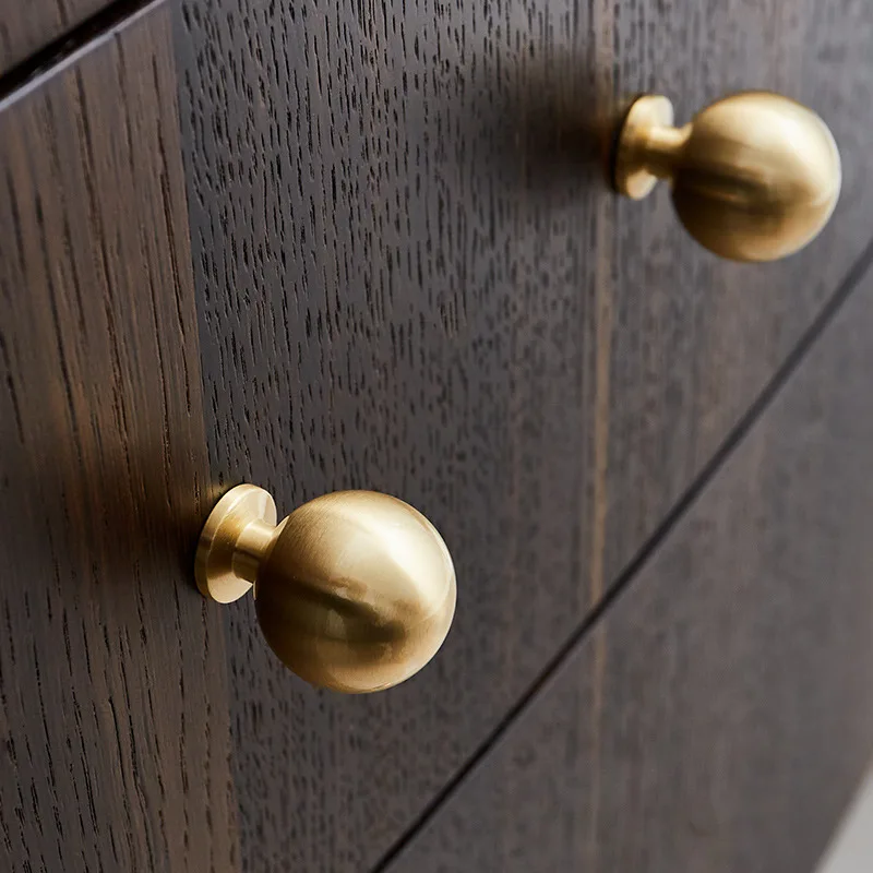 Solid Brass Furniture Kitchen Handles Nordic Gold Ball Shape Drawer Knobs Cabinet Door Cupboard Wardrobe Dresser Pulls Knobs