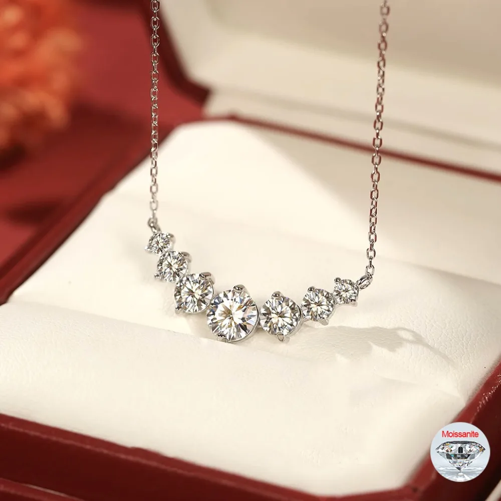 

100% Real Moissanite Necklaces For Women 925 Sterling Silver D VVS1 Diamond Pendant Chain Party Gifts Fine Jewelry GRA Certified