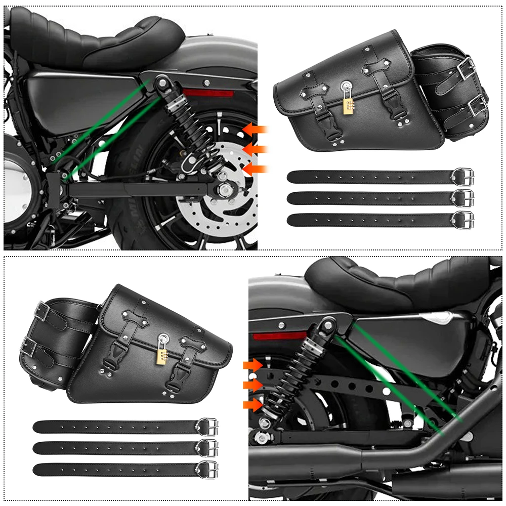 1PC Black Universal Motorcycle Swingarm Bag Luggage Kettle Fit for Harley Sportster 883 Left Or Right Hand Side Storage