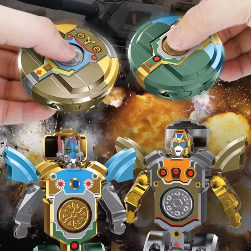 Fingertip Gyro Deformation Robot Children's Toy Mechanical Rotation Finger Gyro Fidget Metal Spinner Fidgets Toys Adult Toy