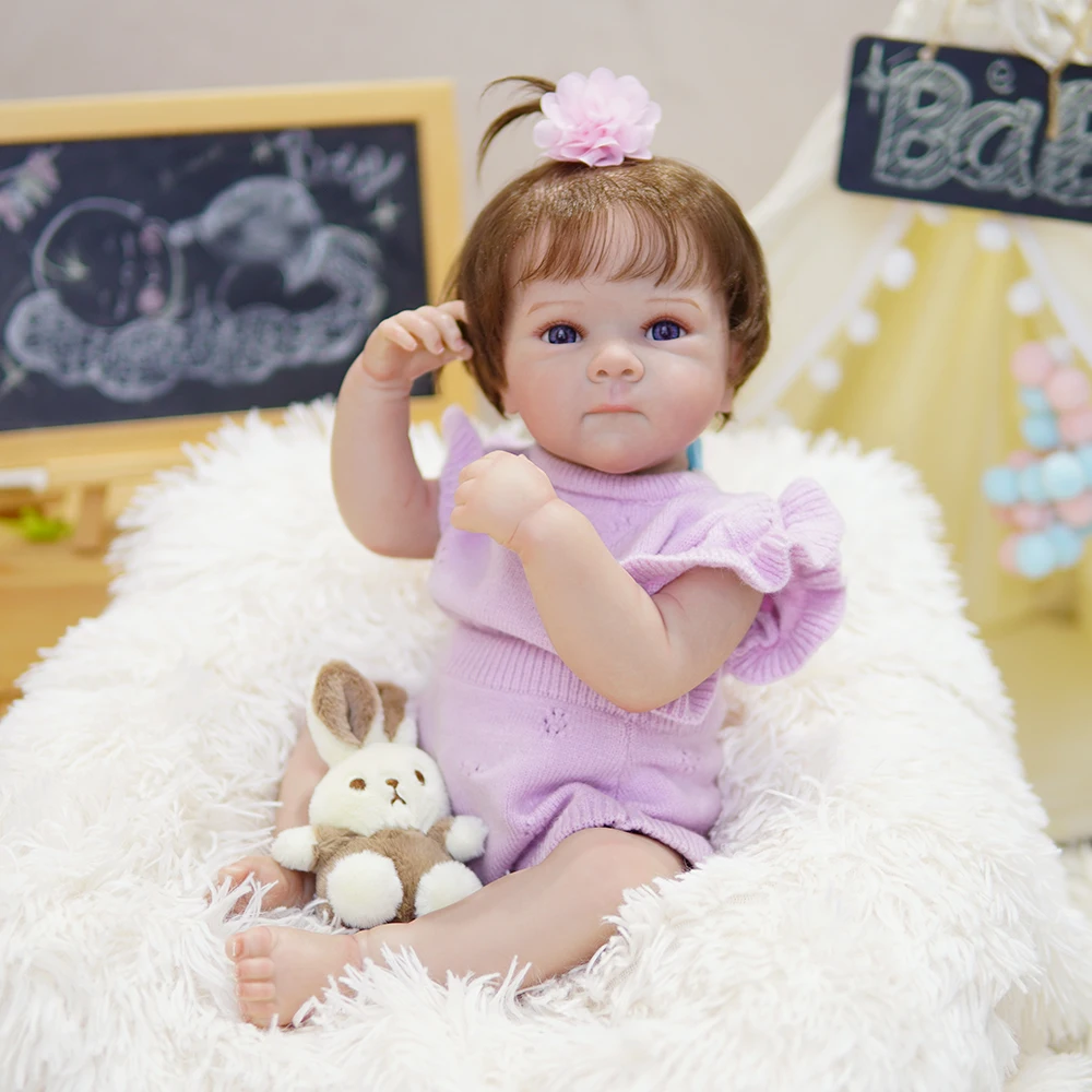20 Inch Newborn Custom in Stock Boneca 3D Painted Skin Bebe Lifelike Silicone Vinyl Cotton Toddler Realistic Reborn Baby Dolls