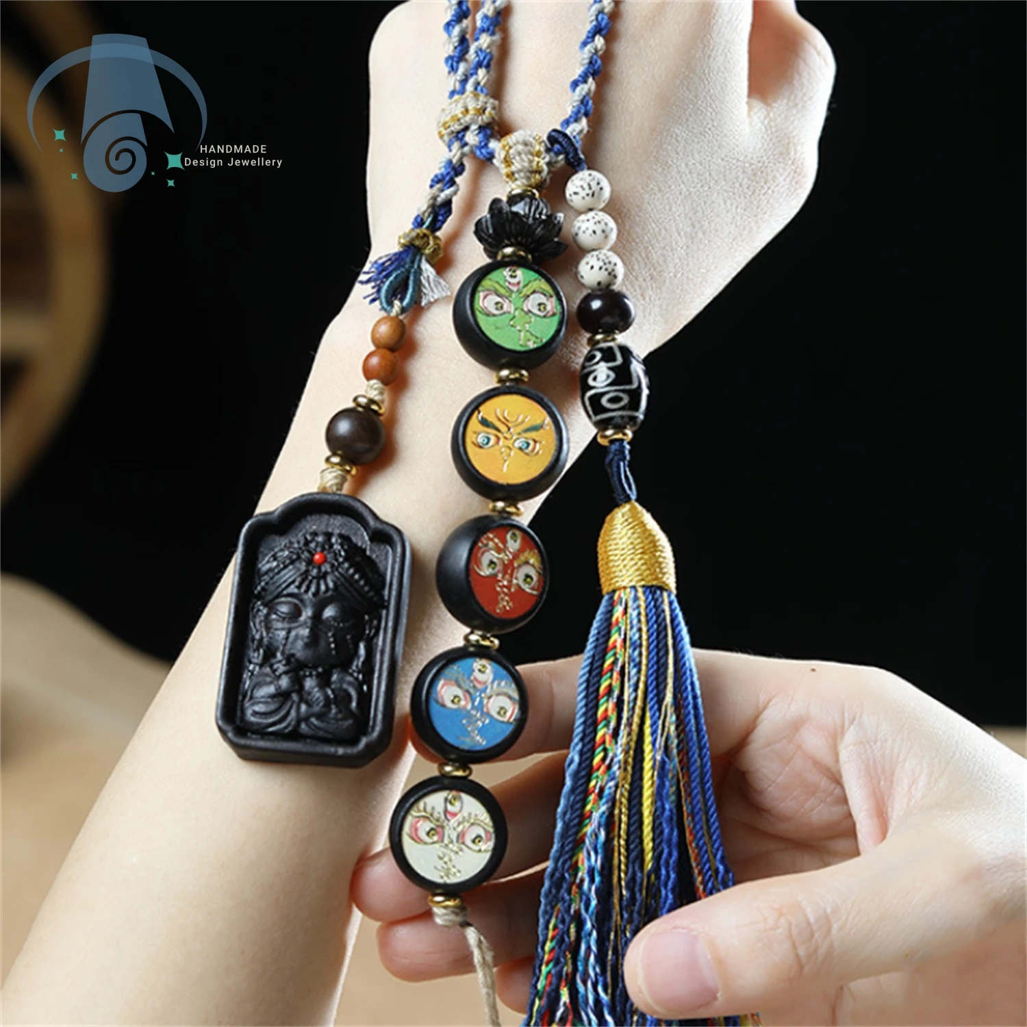 

Автомобильная подвеска-сумка из агарового дерева «Пять богов богатства» с буддийскими четками, тибетский амулет Z уведомлений Z3), Lamu для декора домашнего офиса