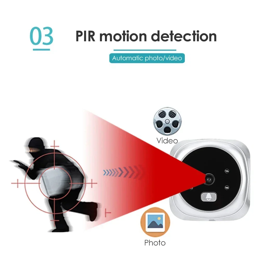 Imagem -04 - Câmera Eletrônica Peephole Door 28 Campainha Digital Lcd Visão Noturna Vídeo Anti Roubo Gravador de Vigilância