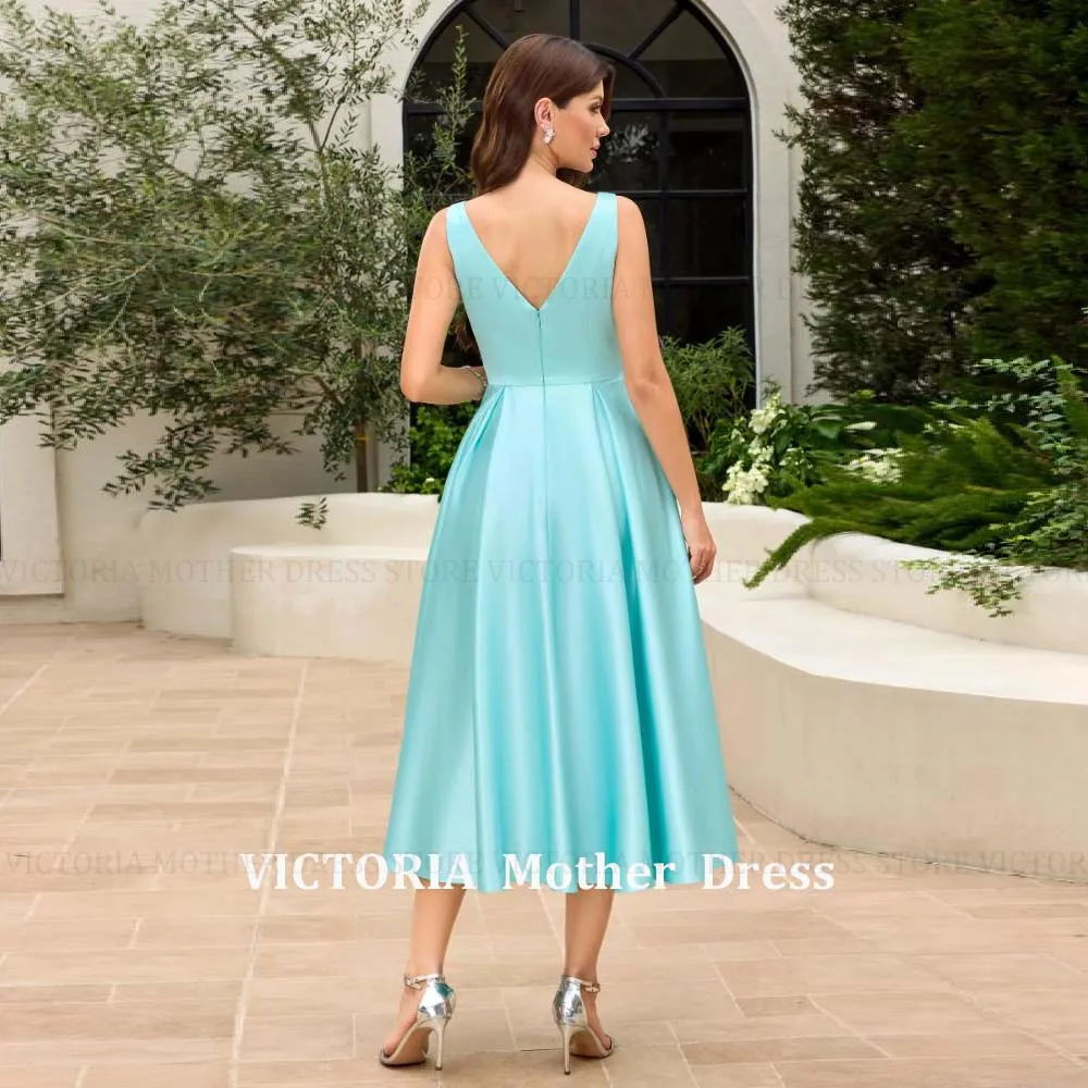 VICTORIA Customized Simple Mother of the Bride/Groom Dresses With Pocket A-Line Wedding Guest Gowns Short Party Evening Dress