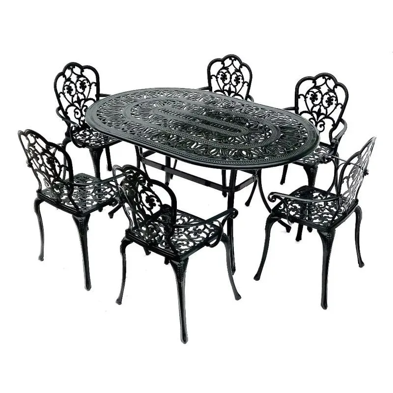 Wholesale Outdoor Patio Furniture Set Comfortable Cast Aluminum Table and Chairs 7 Piece Dining Set