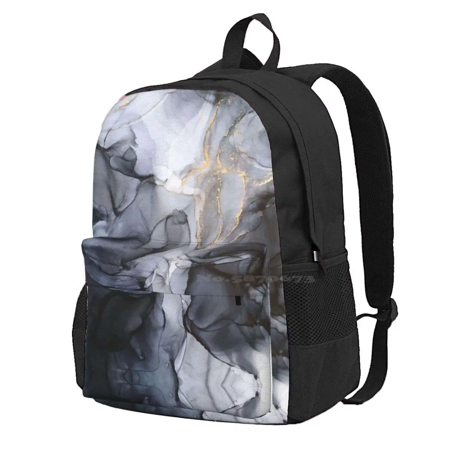 

Calm But Dramatic Light Monochromatic Black & Grey Abstract Hot Sale Schoolbag Backpack Fashion Bags Watercolor Black And White
