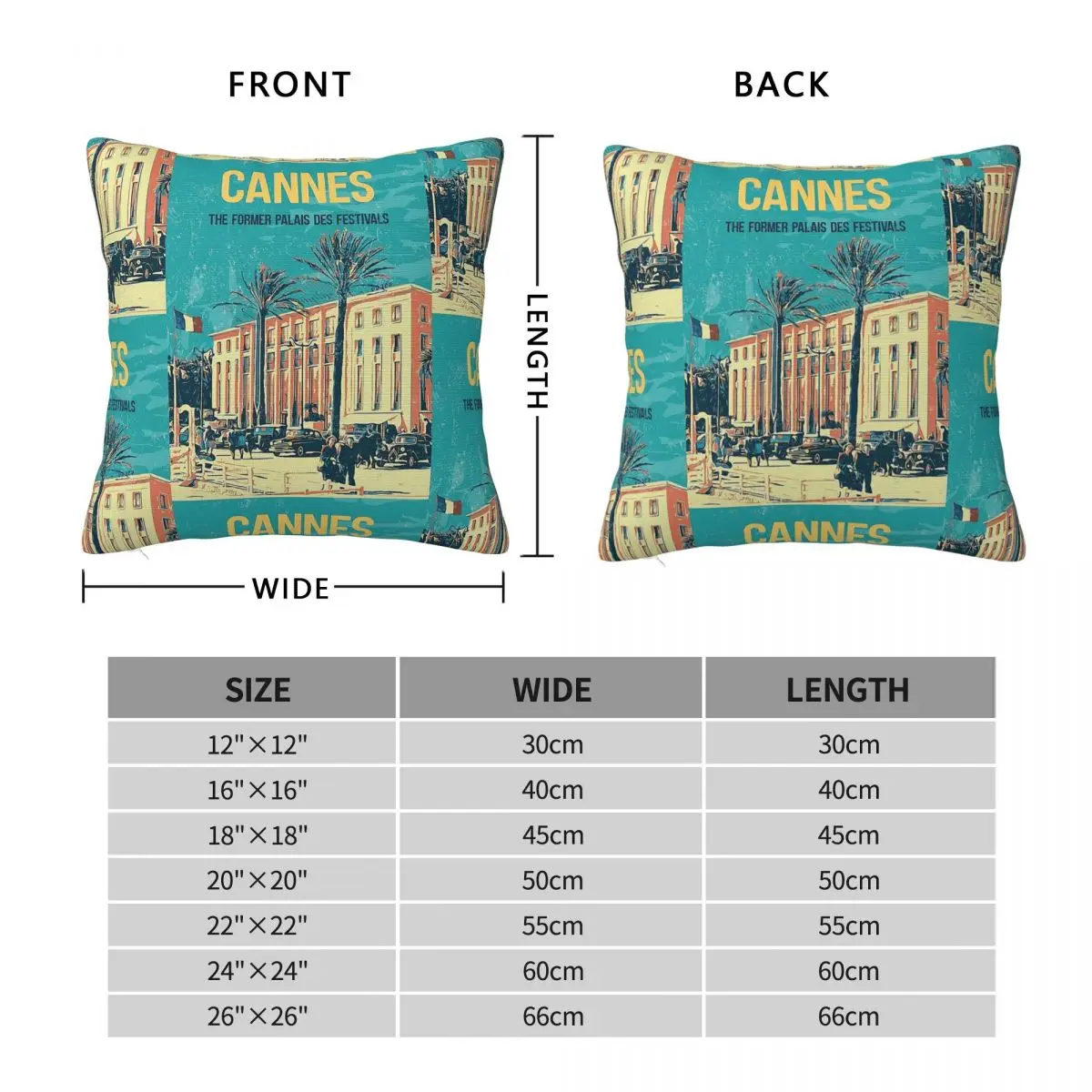 Promenade De La Croisette Square Pillowcase Polyester Linen Velvet Printed Zip Decor Home Cushion Cover 18