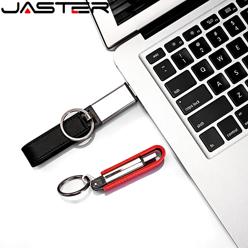 JASTER 128GB Promotional Leather Carabiner Creative U Disk 64GB External Flash Memory Stick 16GB  USB 2.0 Flash Drive 8GB 4GB