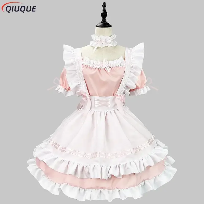 Japanese Maid Uniform Lovely Girl Student Lolita Dress Cosplay Costume Sweet Cute Cat Cafe Princess Harajuku Kawaii Lingerie