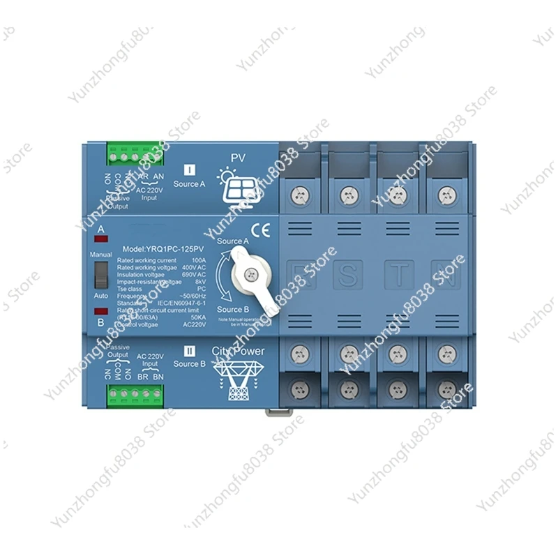 

Dual Power Automatic Transfer Switch For Generator Or PV Energy To City Power Changeover Switch Solar Inverter 4P100A