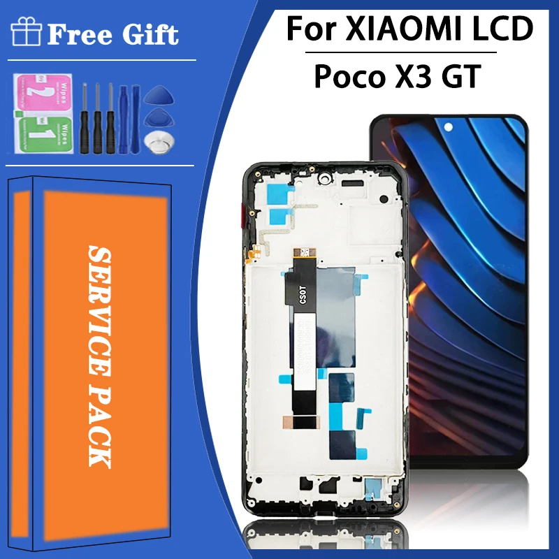 

21061110AG Premium Lcd For Xiaomi POCO X3 GT Display Touch Screen Digitizer Panel Assembly For POCO X3GT Lcd Screen With Frame