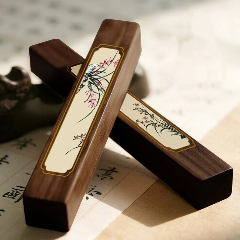 Solid Wood Paperweight Set Pair 18-30cm Bamboo Sandalwood for Calligraphy Painting Retro Writing Calligraphy Tool Drawing
