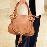 Women's Calfskin Vintage Hardware Saddle Bag Large Capacity Canvas Lining Casual Versatile Hand Shoulder Crossbody High Quality