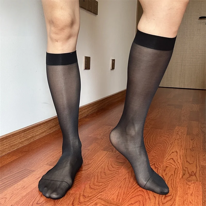 Miosam Reinforce Men's Business Socks Solid Nylon Polyamide Dress Socks Breathable Knitted Nylon Formal Sexy Stockings Suit Sock
