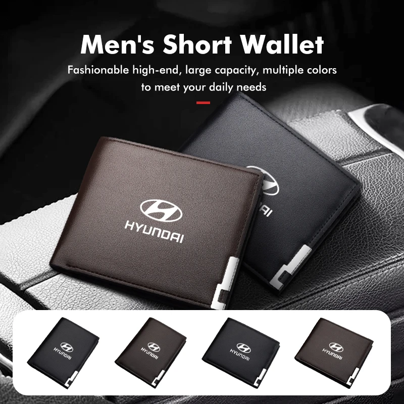 Car Men's Wallet Short Money Card Holde Simple Fashion Style For Hyundai Creta SantaFe Kona Genesis Equus Coupe Azera ioniq