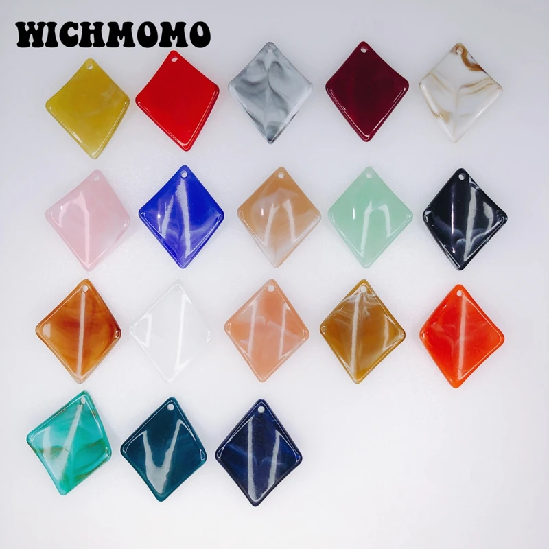 New 10pieces Acrylic Retro Rattan Blooming Surfaces Rhombus Charms Pendants for DIY Earring Jewelry Making Finding Accessories