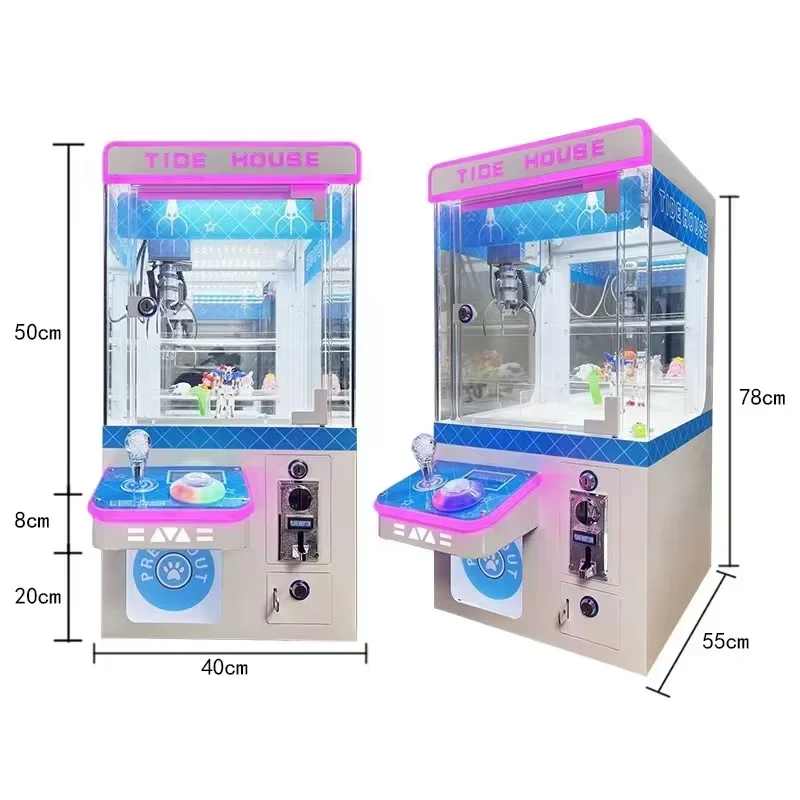 

Coin-Operated Mini Claw Machine Tide House Arcade Game Prize Vending Machine 1-Year Metal Cabinet Claw Plush Toys Amusement