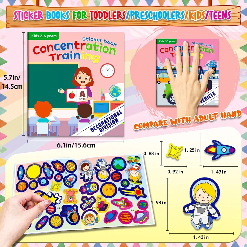 Montessori Spielzeug Cartoon Aufkleber Bücher Fokus auf Potenzial Entwicklung Bildung Aufkleber Spielzeug für Kinder 3-6Y – Detail 5