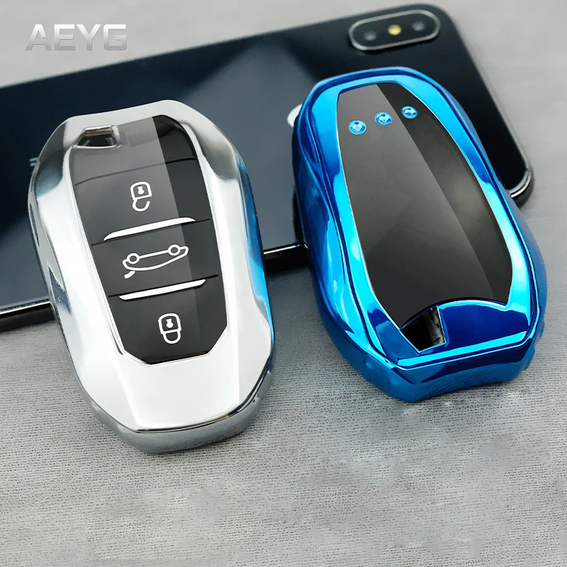 Soft TPU Car Key Case Cover Shell Fob Holder For Peugeot 308 408 508 2008 3008 4008 5008 For Citroen C4 C6 C3-XR Accessories