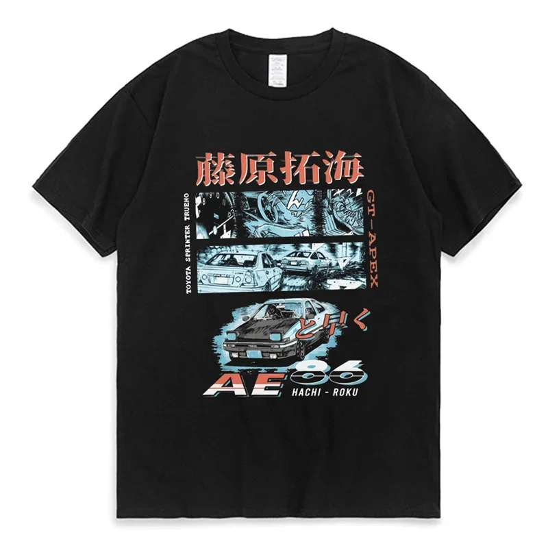 Initial D Manga Hachiroku Shift Drift Men T Shirt Takumi Fujiwara Tofu Shop Delivery AE86 Men's Women T-shirt Anime Tees Casual