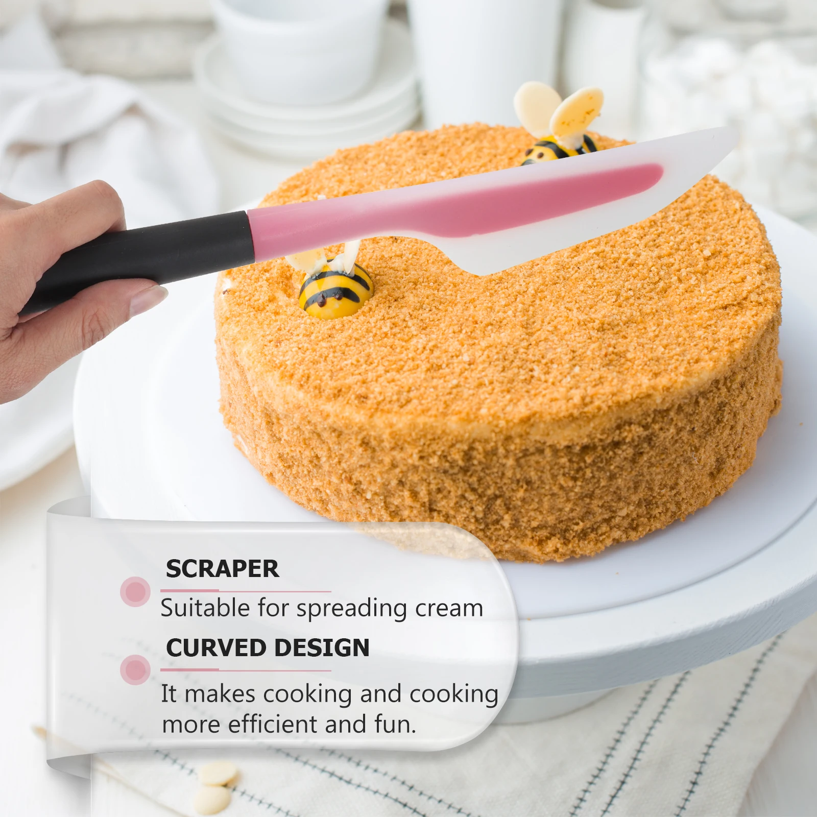 

Large Silicone Scraper Cream Spatula Butter Cake Cream Sandwich Spatula Smoother Icing Spreader Fondant Pastry (Translucen