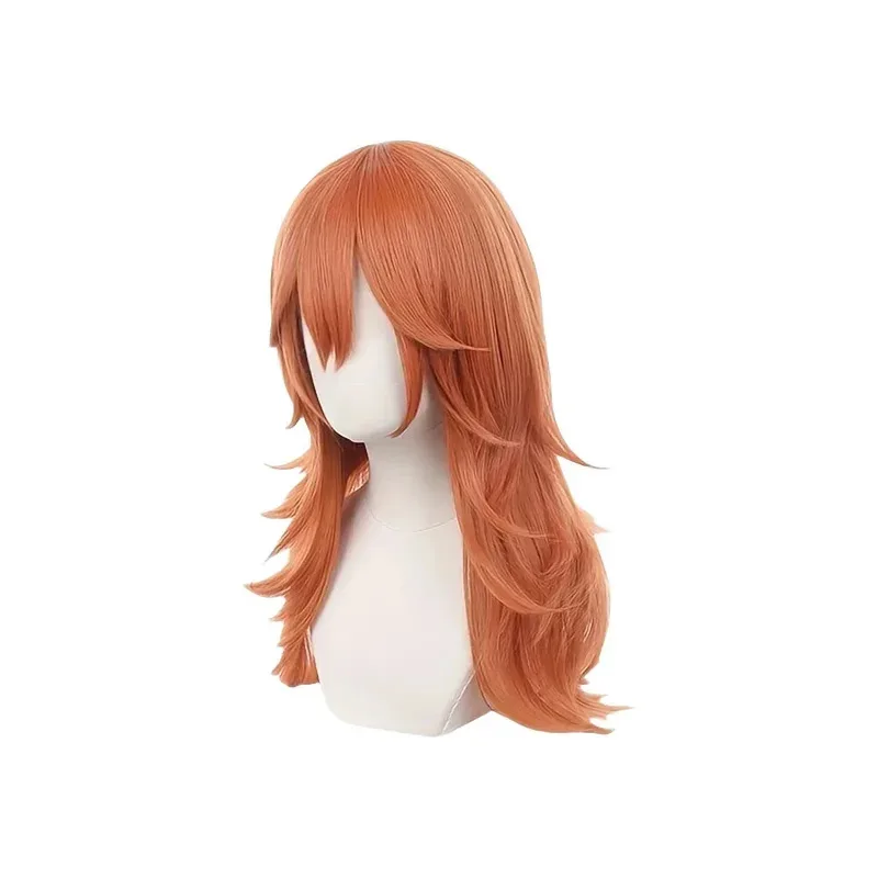 전기 톱 남자 코스프레 천사 코스프레 오렌지 브라운 애니메이션 가발 내열성 할로윈 파티 역할 놀이 가발
