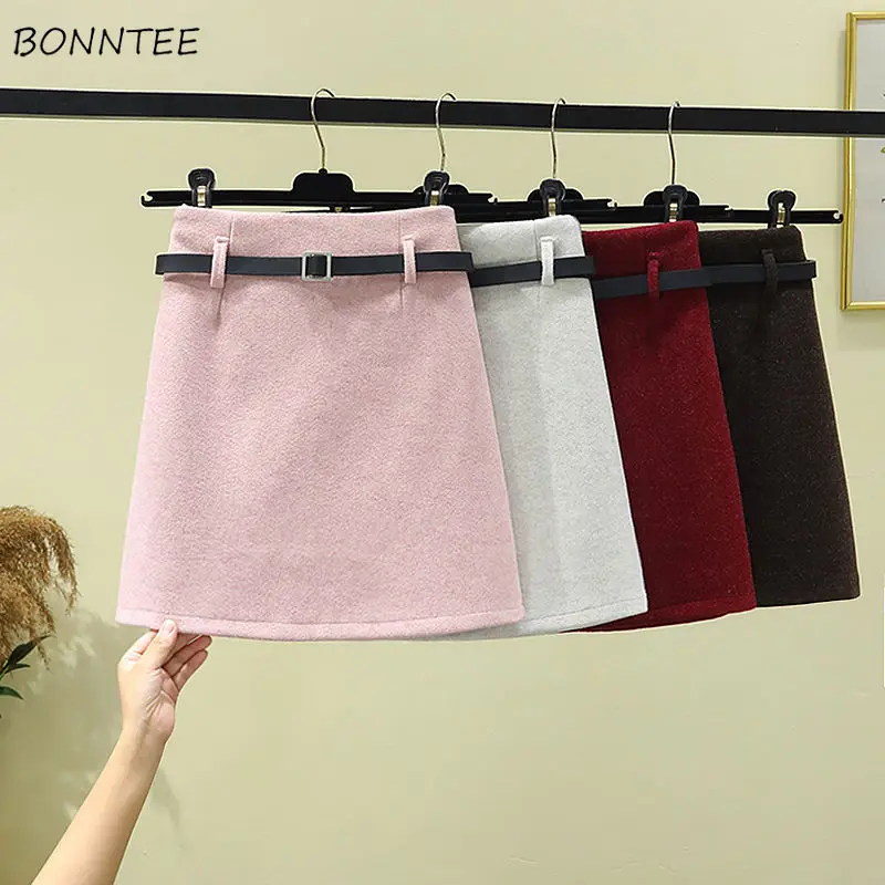 

5 Colors Skirts Women Mini Simple Fashion Ulzzang Gentle Students Tender Autumn High Waist Girlish Hotsweet Slim Casual Faldas