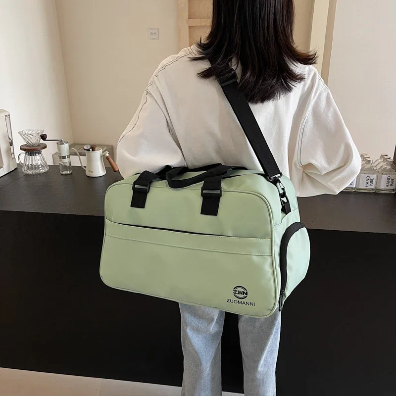 Bolso de viaje informal con hilo de coser para mujer, bolsa lisa de gran capacidad suave de alta calidad, bolsos de viaje Oxford con cremallera a la moda, 2024