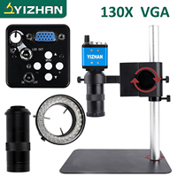 YIZHAN 1080P VGA Industrial Video Microscope Set 13MP Sony chip Camera 130x Lens Fill Light For PCB Soldering Small Parts Repair