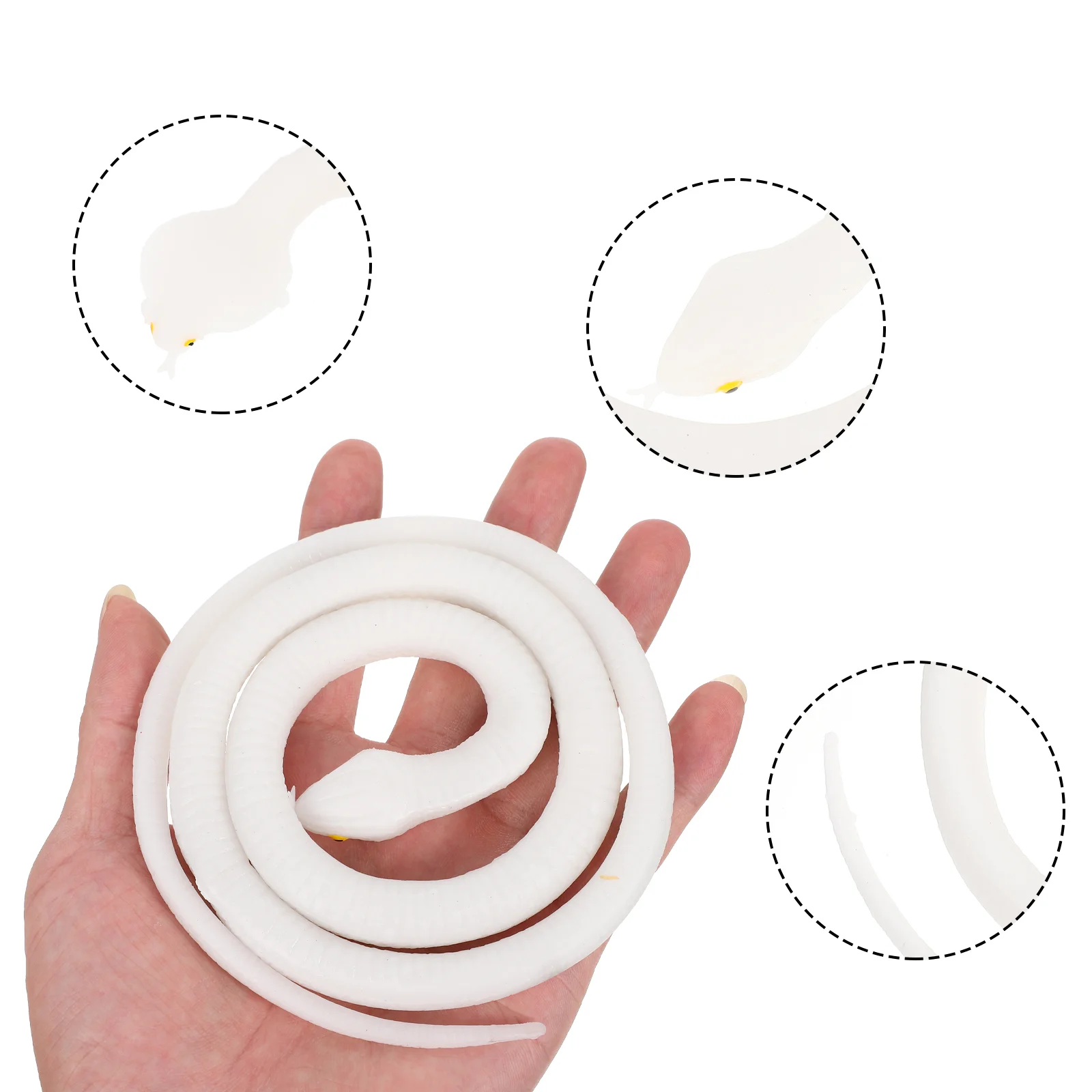 4 Pcs Simulated White Snake Party Tricky Simulation Snakes Toys Movie Prop Model Supple