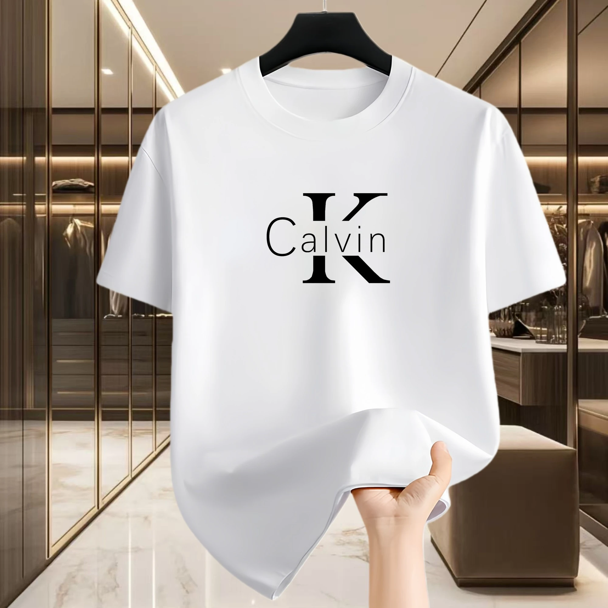 2026 New Summer Pure Cotton Short-sleeved Round-neck Printed Casual Loose and Trendy T-shirts for Cross-border Men
