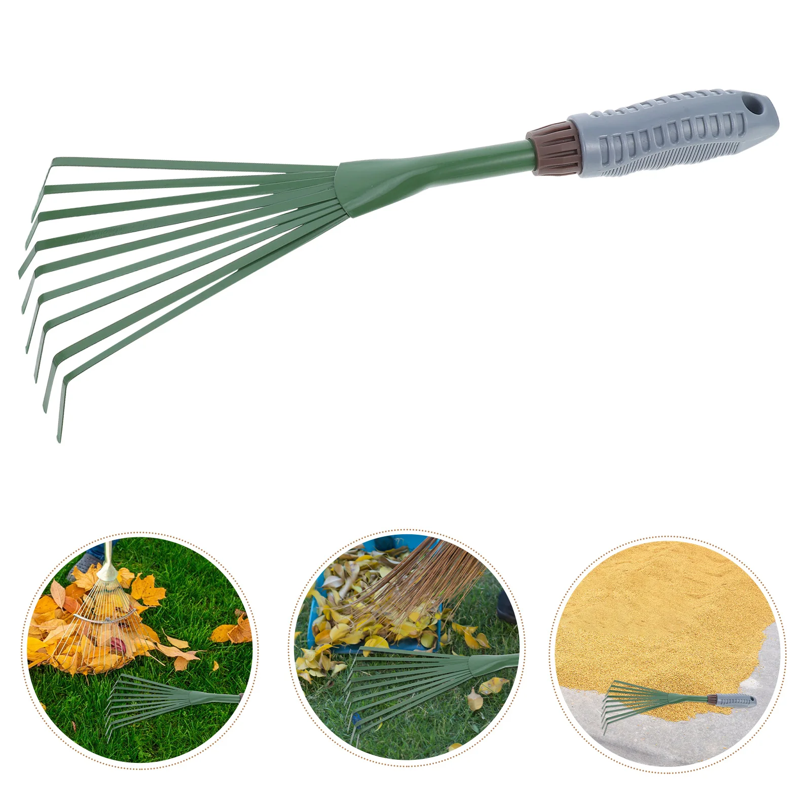 

9 Teeth Garden Cleaning Heavy Duty Metal Tool For Yard Weed Leaf Pet Excrement Removal Durable Iron Non-Slip Handle Sturdy