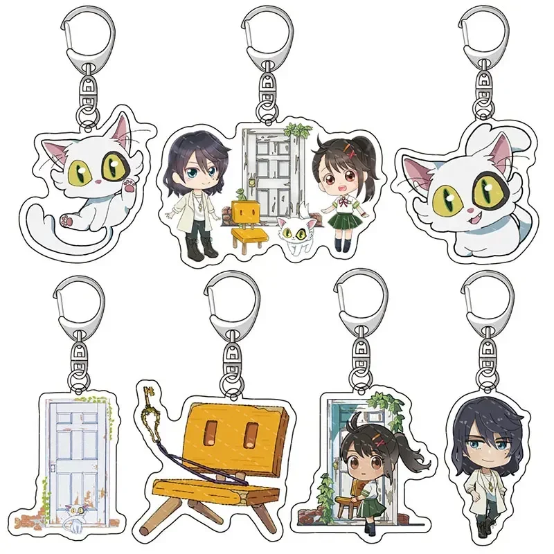 Anime Suzume No Tojimari Keychain Daijin Cat Iwado Munakata Sota Pendant Keyring Bag Accessories Car Key Chain Jewelry Fans Gift