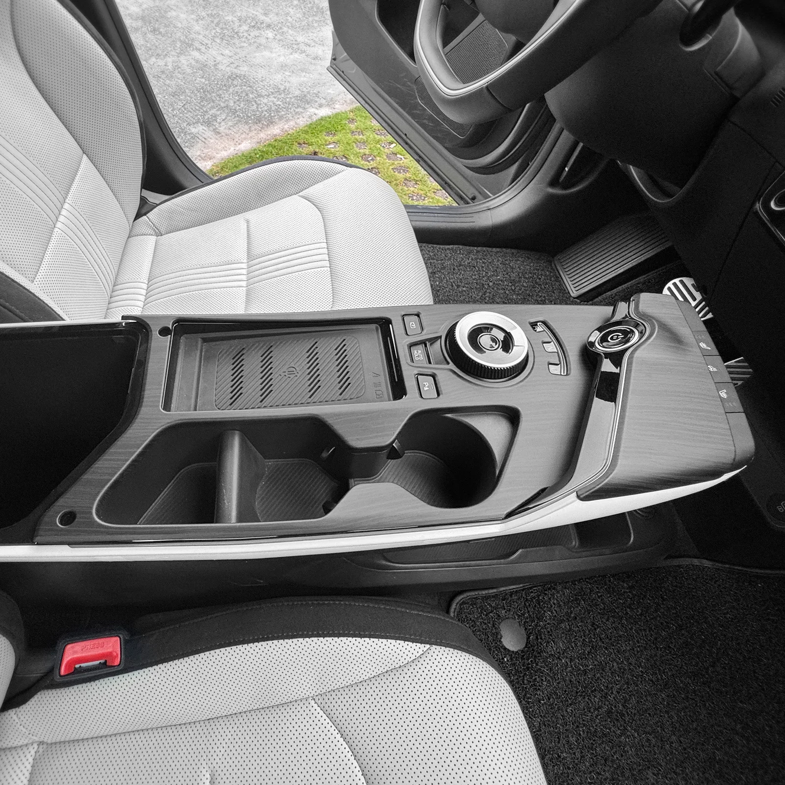 Matte Wood Grain Style Center Console Panel Sticker Central Control Cover For Kia EV6 2022-2024 Car Interior Accessories